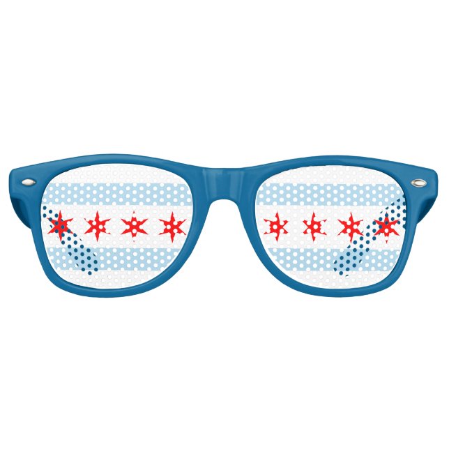 Flag of Chicago, Illinois Retro Sunglasses (Front)