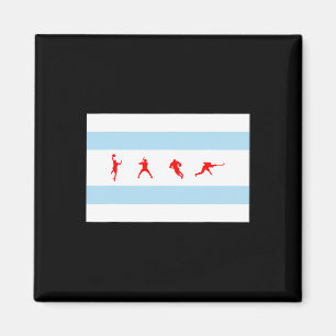 Flag Of Chicago Illinois Sketll Sell Footll Hockey Magnet