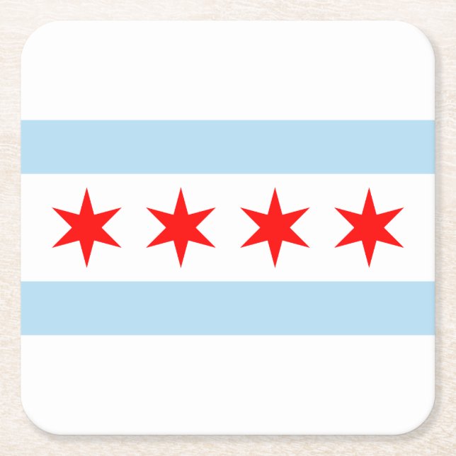 Flag of Chicago, Illinois Square Paper Coaster (Front)
