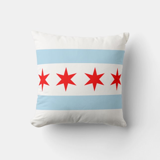 Flag of Chicago, Illinois Throw Pillow (Front)