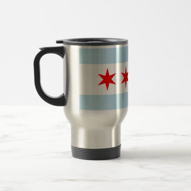 Flag of Chicago, Illinois Travel Mug (Left)