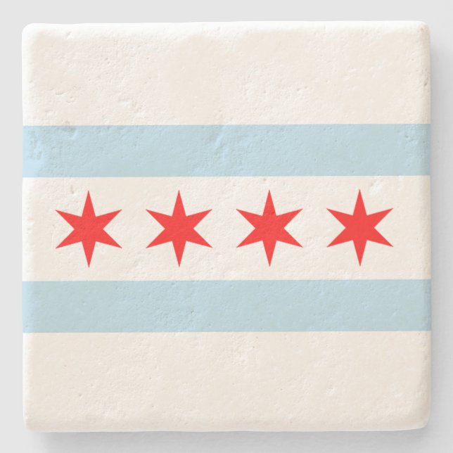 Flag of Chicago Stone Coaster (Front)