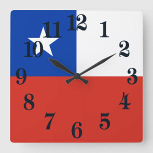 Flag of Chile Square Wall Clock