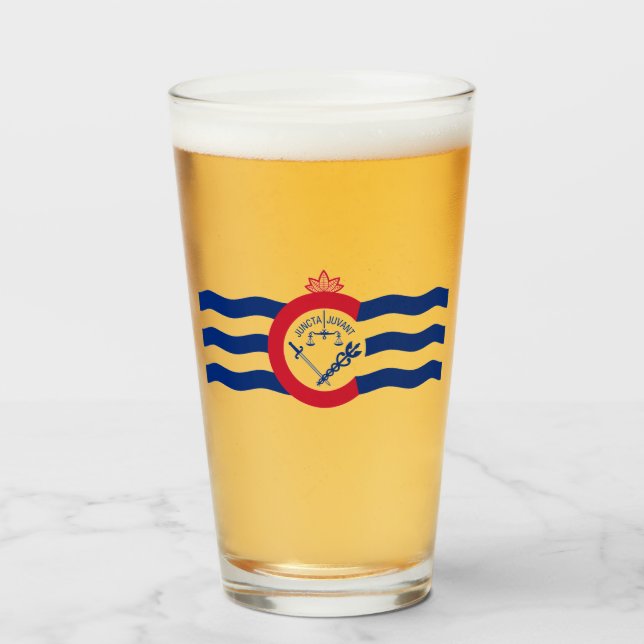 Flag of Cincinnati (Ohio) Glass (Front Filled)