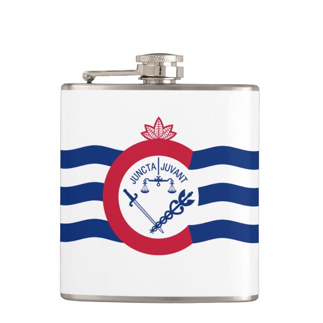 Flag of Cincinnati, Ohio Hip Flask (Front)