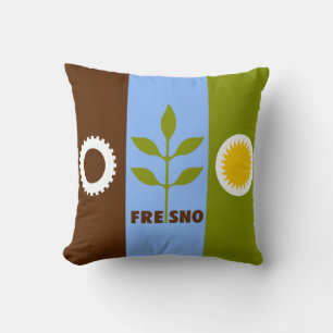 Flag of city of Fresno, California Throw Pillow