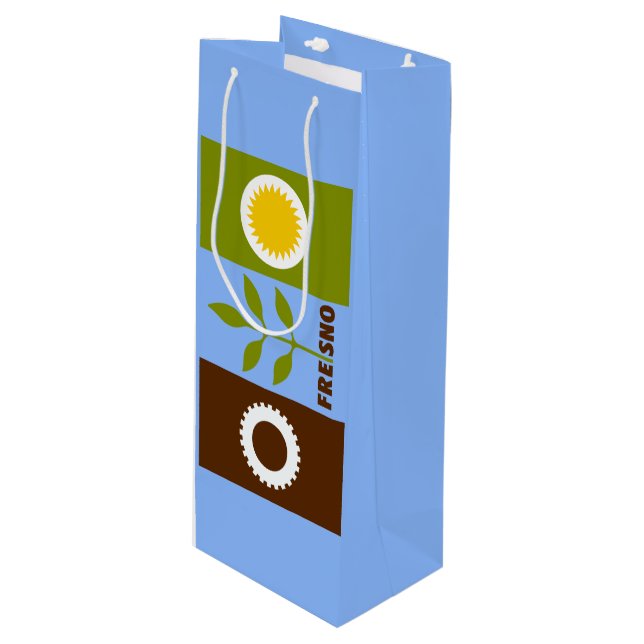 Flag of city of Fresno, California Wine Gift Bag (Front Angled)