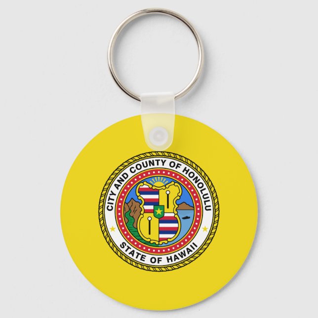 Flag of city of Honolulu, Hawaii Keychain (Front)