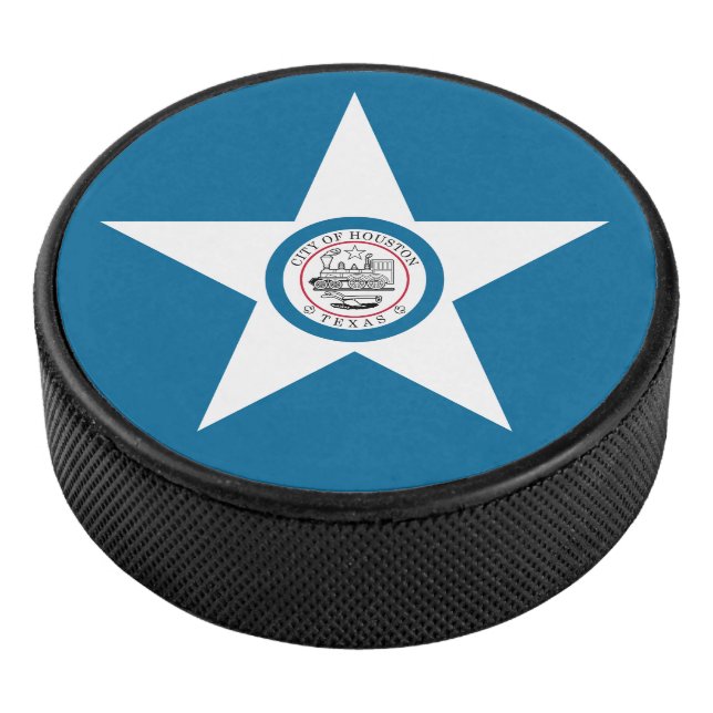 Flag of city of Houston, Texas Hockey Puck (3/4)