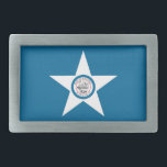 Flag of city of Houston, Texas Rectangular Belt Bu Belt Buckle<br><div class="desc">Belt Buckle with flag of Houston,  Texas; blue flag with seal of Houston in a white star,  with an illustration of a train</div>
