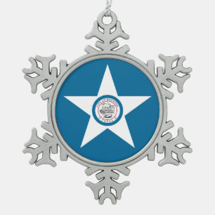 Flag of city of Houston, Texas Snowflake Pewter Ch Snowflake Pewter Christmas Ornament
