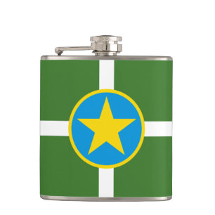 Flag of city of Jackson, Mississippi Hip Flask