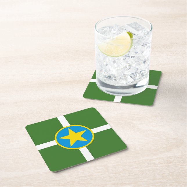 Flag of city of Jackson, Mississippi Square Paper  Square Paper Coaster (Insitu)