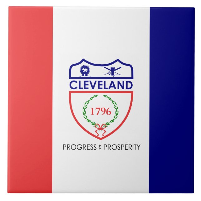 Flag of Cleveland (Ohio) Ceramic Tile (Front)