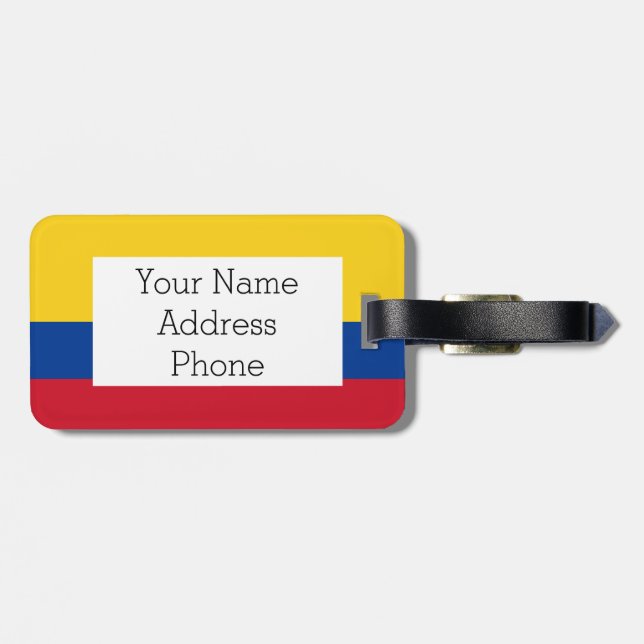 Flag of Columbia, Republic of Colombia Luggage Tag (Back Horizontal)