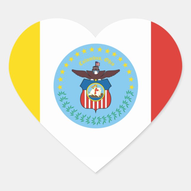 Flag of Columbus, Ohio Heart Sticker (Front)