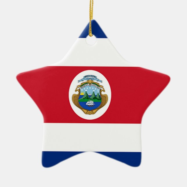 Flag of Costa Rica Ceramic Tree Decoration (Front)