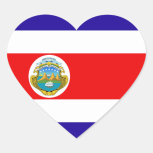 Flag of Costa Rica Heart Sticker