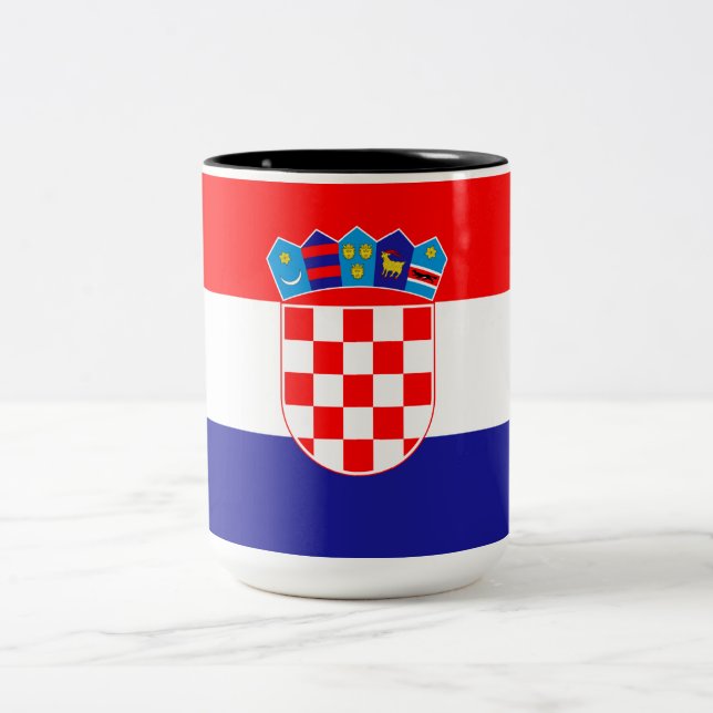 Flag of Croatia Two-Tone Coffee Mug (Center)