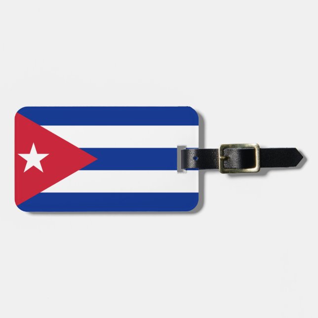 Flag of Cuba Luggage Tag w/ leather strap (Front Horizontal)