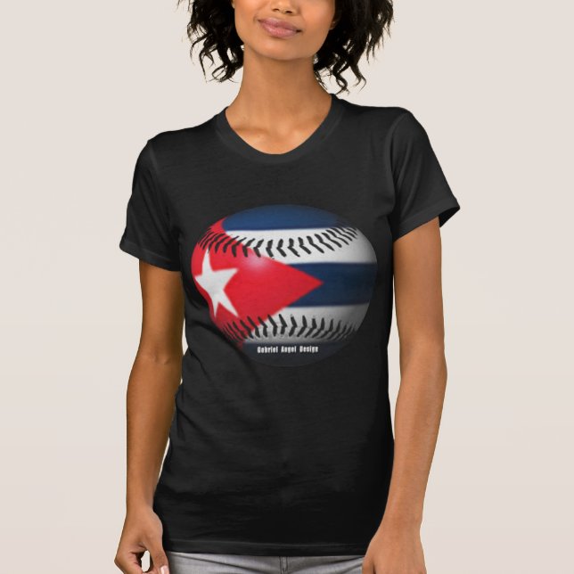 Flag of Cuba on a Baseball T-Shirt (Front)