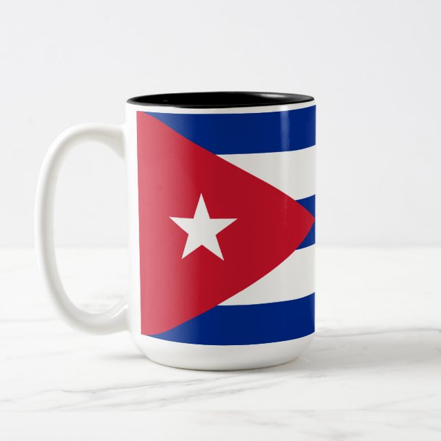 Flag of Cuba Two-Tone Coffee Mug (Left)