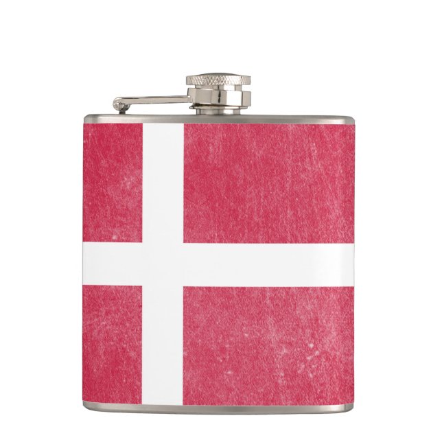 Flag of Denmark Grunge Hip Flask (Front)