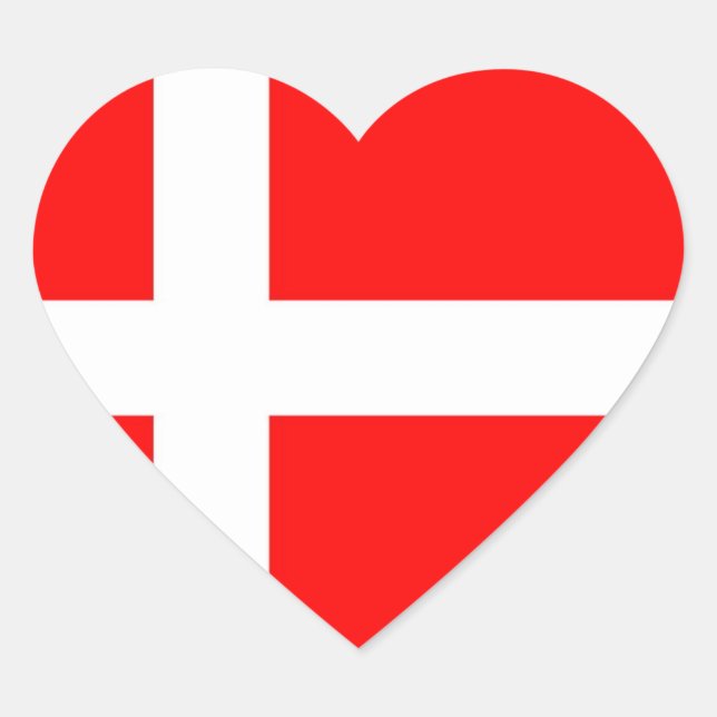 Flag of Denmark Heart Sticker (Front)