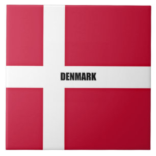 Flag of Denmark, labelled, Ceramic Tile