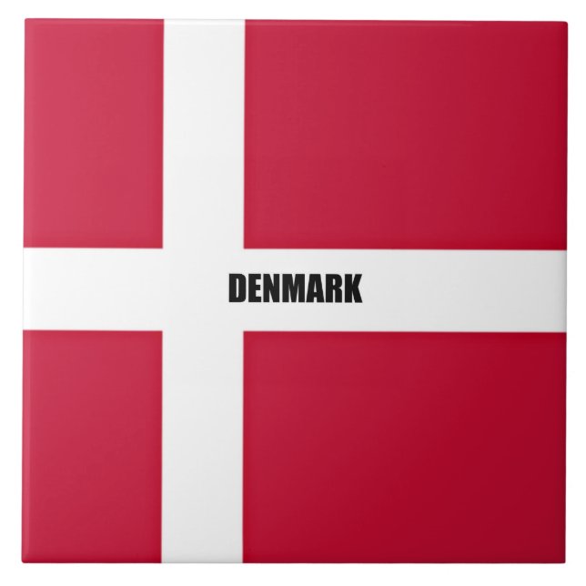 Flag of Denmark, labelled, Ceramic Tile (Front)