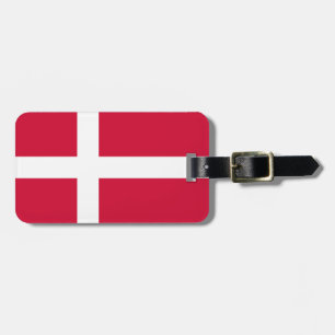 Flag of Denmark Luggage Tag w/ leather strap