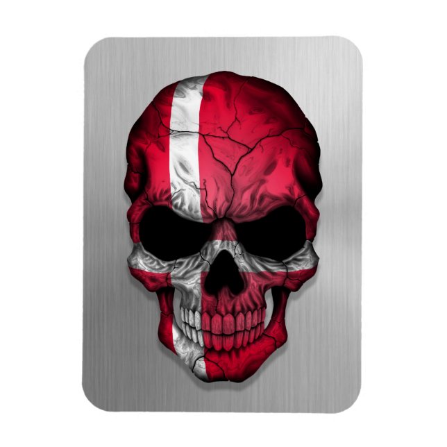 Flag of Denmark on a Steel Skull Graphic Magnet (Vertical)