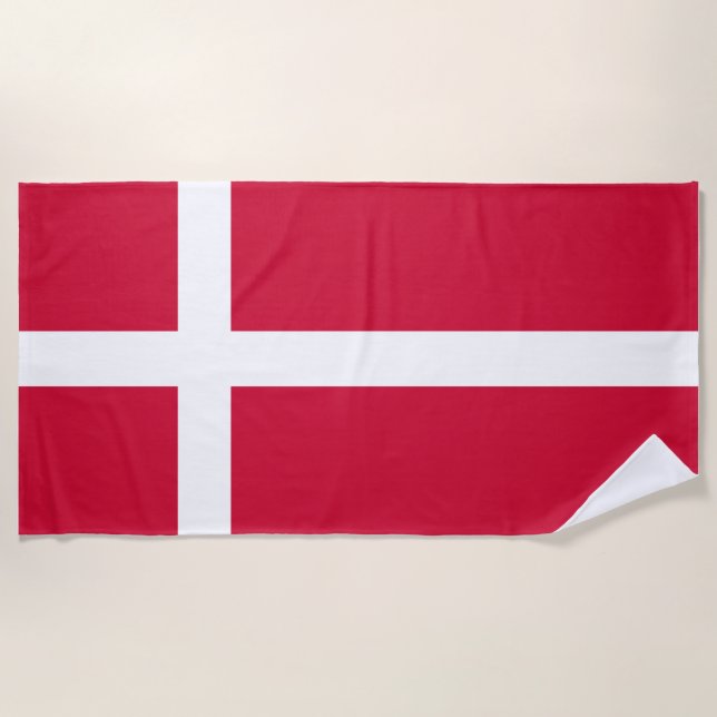 Flag of Denmark or Danish Cloth Beach Towel (Front)