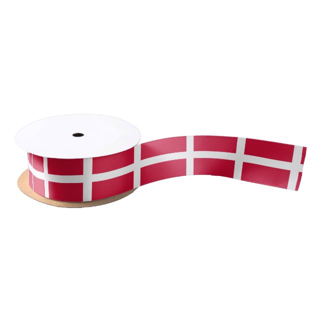 Flag of Denmark or Danish Cloth Satin Ribbon (Spool)