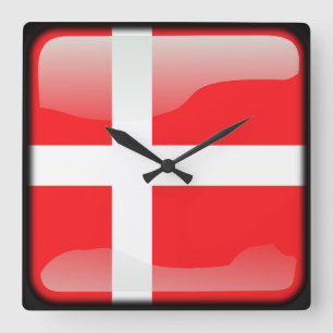 Flag of Denmark Square Wall Clock