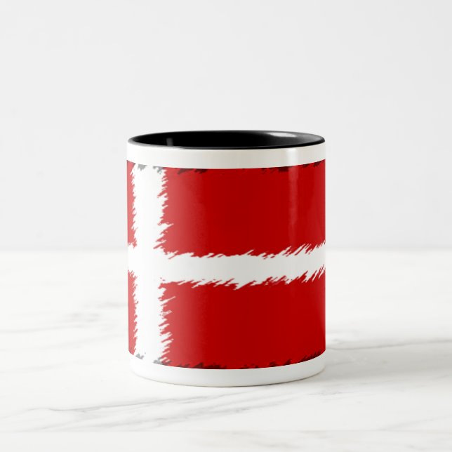 Flag of Denmark Two-Tone Coffee Mug (Center)