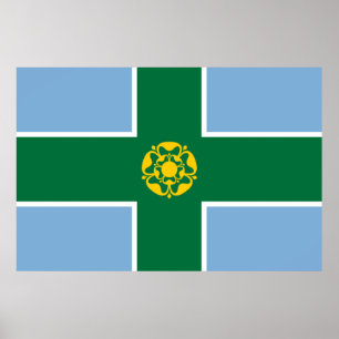 Flag of Derbyshire (County of England, UK) Poster