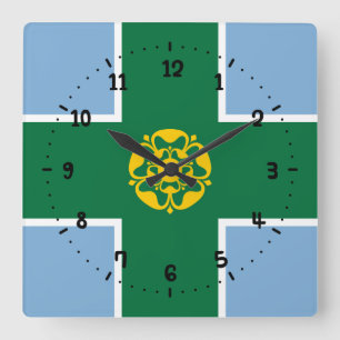 Flag of Derbyshire Square Wall Clock