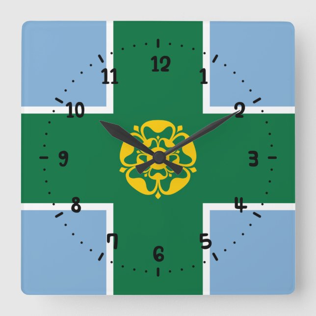 Flag of Derbyshire Square Wall Clock (Front)