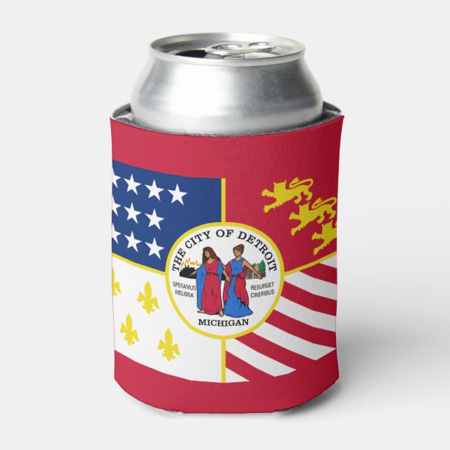 Flag of Detroit, Michigan Can Cooler (Can Front)