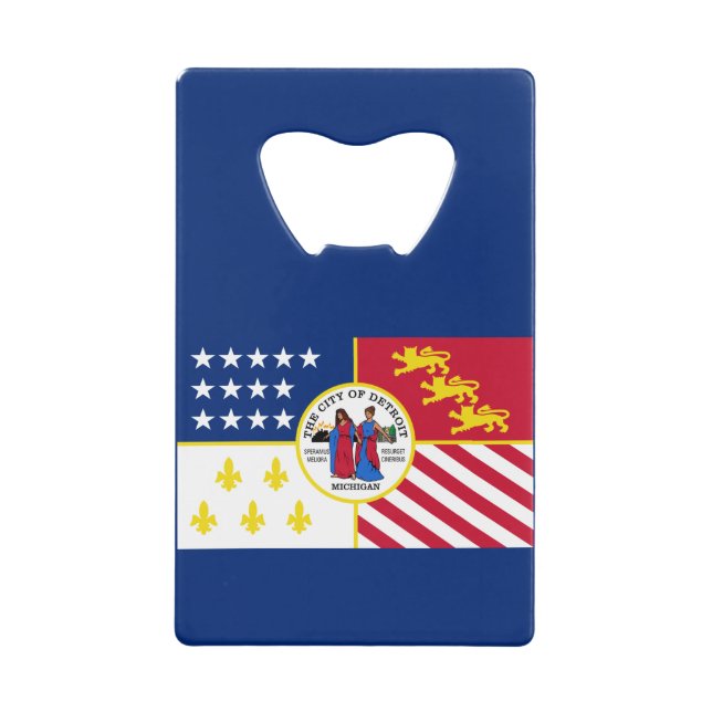 Flag of Detroit, Michigan Credit Card Bottle Opene (Front)