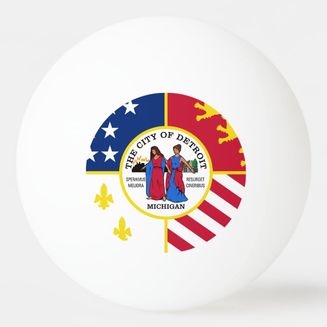 Flag of Detroit, Michigan Ping Pong Ball (Front)