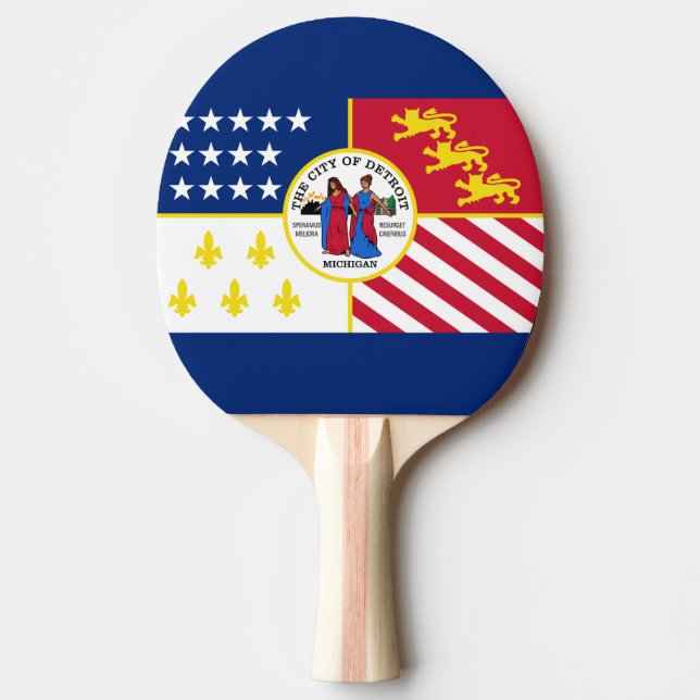 Flag of Detroit, Michigan Ping Pong Paddle (Front)