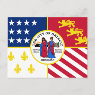 Flag of Detroit, Michigan Postcard