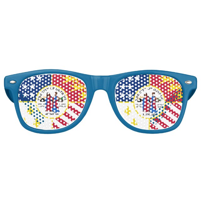 Flag of Detroit, Michigan Retro Sunglasses (Front)