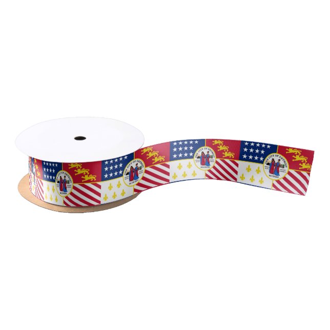 Flag of Detroit, Michigan Satin Ribbon (Spool)