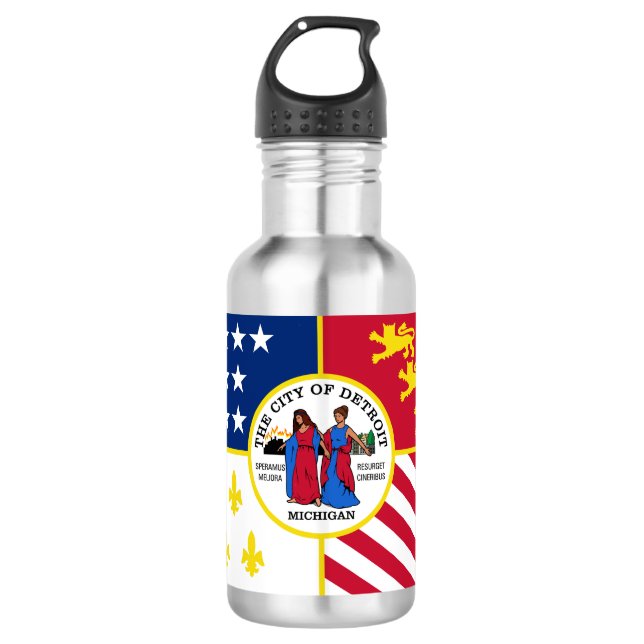 Flag of Detroit, Michigan Water Bottle (Front)