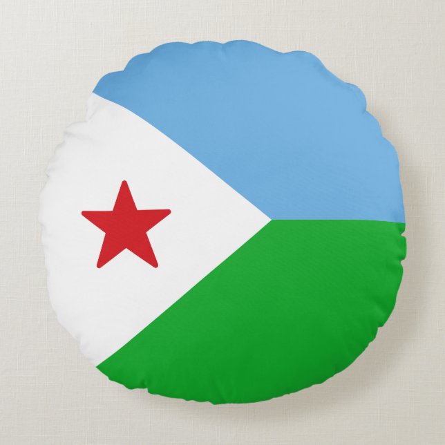 Flag of Djibouti Round Cushion (Front)