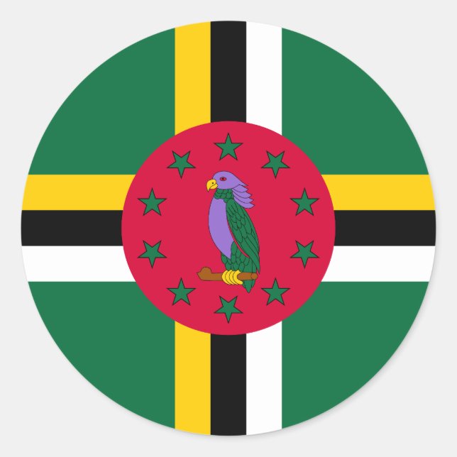 Flag of Dominica Classic Round Sticker (Front)