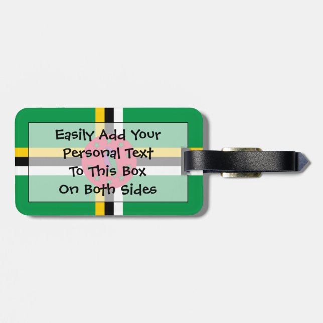 Flag of Dominica Personal Easy ID Luggage Tag (Back Horizontal)